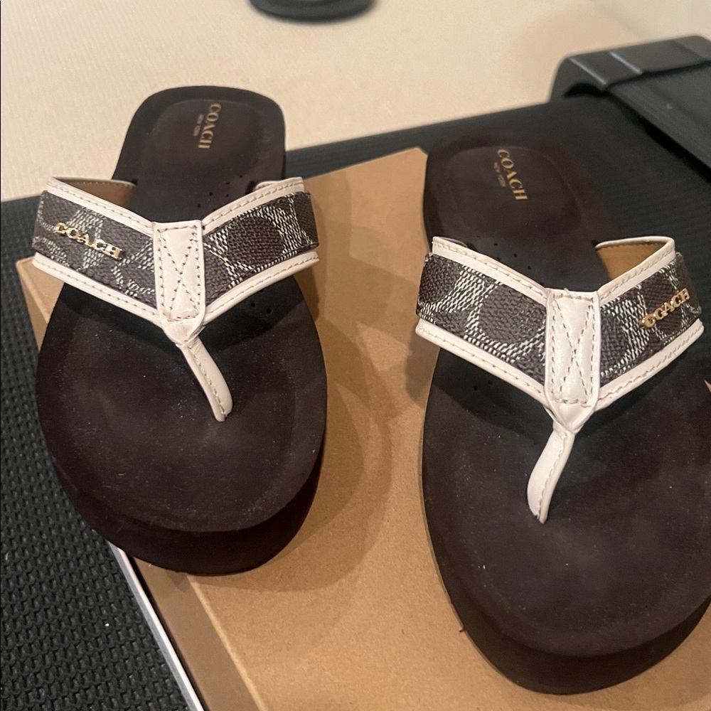 Coach Brown leather Judy Sandals! Barely worn!